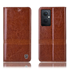 Funda de Cuero Cartera con Soporte Carcasa H09P para Oppo F21 Pro 5G Marron Claro