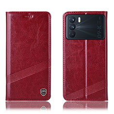 Funda de Cuero Cartera con Soporte Carcasa H09P para Oppo K9 Pro 5G Rojo