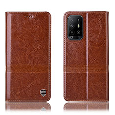 Funda de Cuero Cartera con Soporte Carcasa H09P para Oppo Reno5 Z 5G Marron Claro