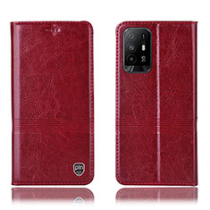 Funda de Cuero Cartera con Soporte Carcasa H09P para Oppo Reno5 Z 5G Rojo