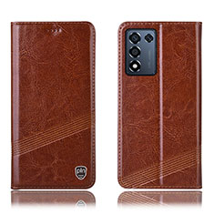 Funda de Cuero Cartera con Soporte Carcasa H09P para Realme 9 SE 5G Marron Claro