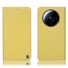 Funda de Cuero Cartera con Soporte Carcasa H09P para Xiaomi Mi 12S Ultra 5G Amarillo