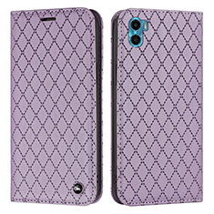 Funda de Cuero Cartera con Soporte Carcasa H09X para Motorola Moto E22S Morado