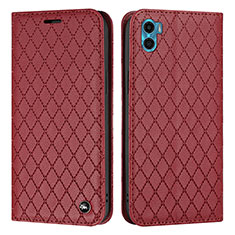 Funda de Cuero Cartera con Soporte Carcasa H09X para Motorola Moto E22S Rojo