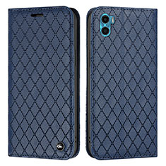 Funda de Cuero Cartera con Soporte Carcasa H09X para Motorola Moto E32 India Azul