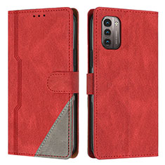 Funda de Cuero Cartera con Soporte Carcasa H09X para Nokia G11 Rojo