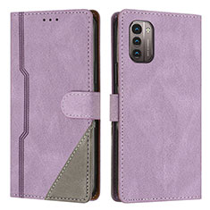 Funda de Cuero Cartera con Soporte Carcasa H09X para Nokia G21 Morado