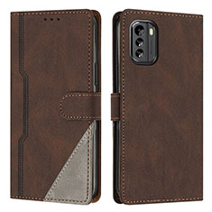 Funda de Cuero Cartera con Soporte Carcasa H09X para Nokia G60 5G Marron