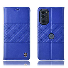 Funda de Cuero Cartera con Soporte Carcasa H10P para Motorola Moto Edge (2022) 5G Azul