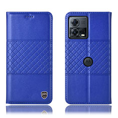 Funda de Cuero Cartera con Soporte Carcasa H10P para Motorola Moto Edge 30 Fusion 5G Azul