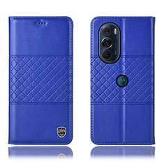 Funda de Cuero Cartera con Soporte Carcasa H10P para Motorola Moto Edge 30 Pro 5G Azul