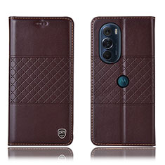 Funda de Cuero Cartera con Soporte Carcasa H10P para Motorola Moto Edge 30 Pro 5G Marron