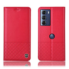 Funda de Cuero Cartera con Soporte Carcasa H10P para Motorola Moto Edge S30 5G Rojo