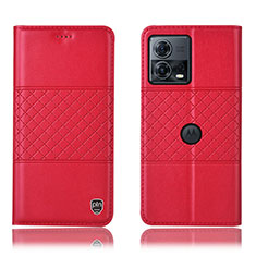 Funda de Cuero Cartera con Soporte Carcasa H10P para Motorola Moto Edge S30 Pro 5G Rojo