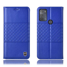 Funda de Cuero Cartera con Soporte Carcasa H10P para Motorola Moto G50 Azul