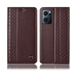 Funda de Cuero Cartera con Soporte Carcasa H10P para OnePlus Nord CE 2 5G Marron