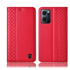 Funda de Cuero Cartera con Soporte Carcasa H10P para OnePlus Nord CE 2 5G Rojo