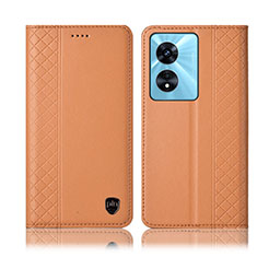 Funda de Cuero Cartera con Soporte Carcasa H10P para Oppo A1 5G Naranja