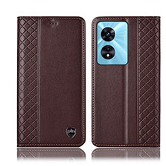 Funda de Cuero Cartera con Soporte Carcasa H10P para Oppo A1 Pro 5G Marron