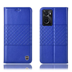 Funda de Cuero Cartera con Soporte Carcasa H10P para Oppo A36 Azul