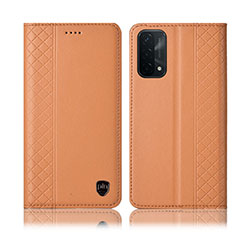 Funda de Cuero Cartera con Soporte Carcasa H10P para Oppo A54 5G Naranja