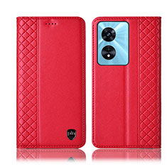 Funda de Cuero Cartera con Soporte Carcasa H10P para Oppo A58 4G Rojo