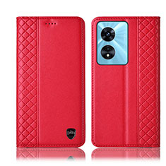 Funda de Cuero Cartera con Soporte Carcasa H10P para Oppo A58x 5G Rojo