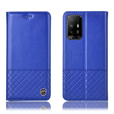 Funda de Cuero Cartera con Soporte Carcasa H10P para Oppo A94 5G Azul