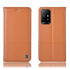 Funda de Cuero Cartera con Soporte Carcasa H10P para Oppo A94 5G Naranja