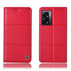 Funda de Cuero Cartera con Soporte Carcasa H10P para Oppo K10 5G India Rojo