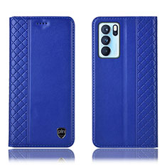 Funda de Cuero Cartera con Soporte Carcasa H10P para Oppo Reno6 Pro 5G India Azul