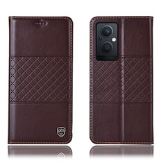 Funda de Cuero Cartera con Soporte Carcasa H10P para Oppo Reno7 Lite 5G Marron