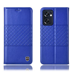 Funda de Cuero Cartera con Soporte Carcasa H10P para Oppo Reno7 SE 5G Azul