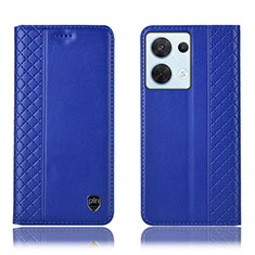 Funda de Cuero Cartera con Soporte Carcasa H10P para Oppo Reno8 5G Azul