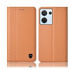 Funda de Cuero Cartera con Soporte Carcasa H10P para Oppo Reno8 5G Naranja