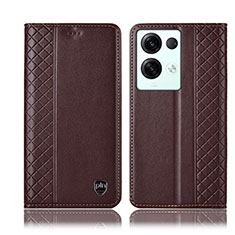 Funda de Cuero Cartera con Soporte Carcasa H10P para Oppo Reno9 Pro+ Plus 5G Marron