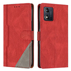 Funda de Cuero Cartera con Soporte Carcasa H10X para Motorola Moto E13 Rojo