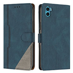 Funda de Cuero Cartera con Soporte Carcasa H10X para Motorola Moto E22S Azul