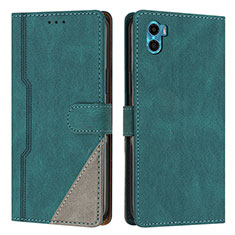 Funda de Cuero Cartera con Soporte Carcasa H10X para Motorola Moto E32 India Verde