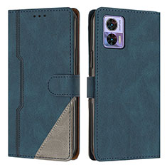 Funda de Cuero Cartera con Soporte Carcasa H10X para Motorola Moto Edge 30 Lite 5G Azul