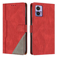 Funda de Cuero Cartera con Soporte Carcasa H10X para Motorola Moto Edge 30 Lite 5G Rojo