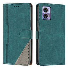 Funda de Cuero Cartera con Soporte Carcasa H10X para Motorola Moto Edge 30 Lite 5G Verde