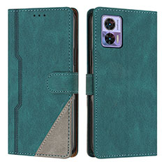 Funda de Cuero Cartera con Soporte Carcasa H10X para Motorola Moto Edge 30 Neo 5G Verde