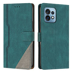 Funda de Cuero Cartera con Soporte Carcasa H10X para Motorola Moto Edge 40 Pro 5G Verde