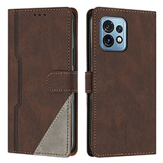 Funda de Cuero Cartera con Soporte Carcasa H10X para Motorola Moto Edge Plus (2023) 5G Marron