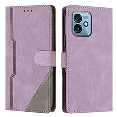 Funda de Cuero Cartera con Soporte Carcasa H10X para Motorola Moto G 5G (2023) Morado