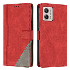 Funda de Cuero Cartera con Soporte Carcasa H10X para Motorola Moto G53 5G Rojo