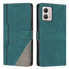 Funda de Cuero Cartera con Soporte Carcasa H10X para Motorola Moto G53j 5G Verde