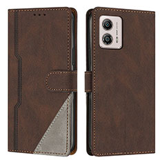 Funda de Cuero Cartera con Soporte Carcasa H10X para Motorola Moto G73 5G Marron