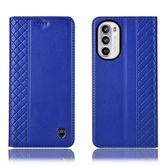 Funda de Cuero Cartera con Soporte Carcasa H11P para Motorola Moto Edge (2022) 5G Azul